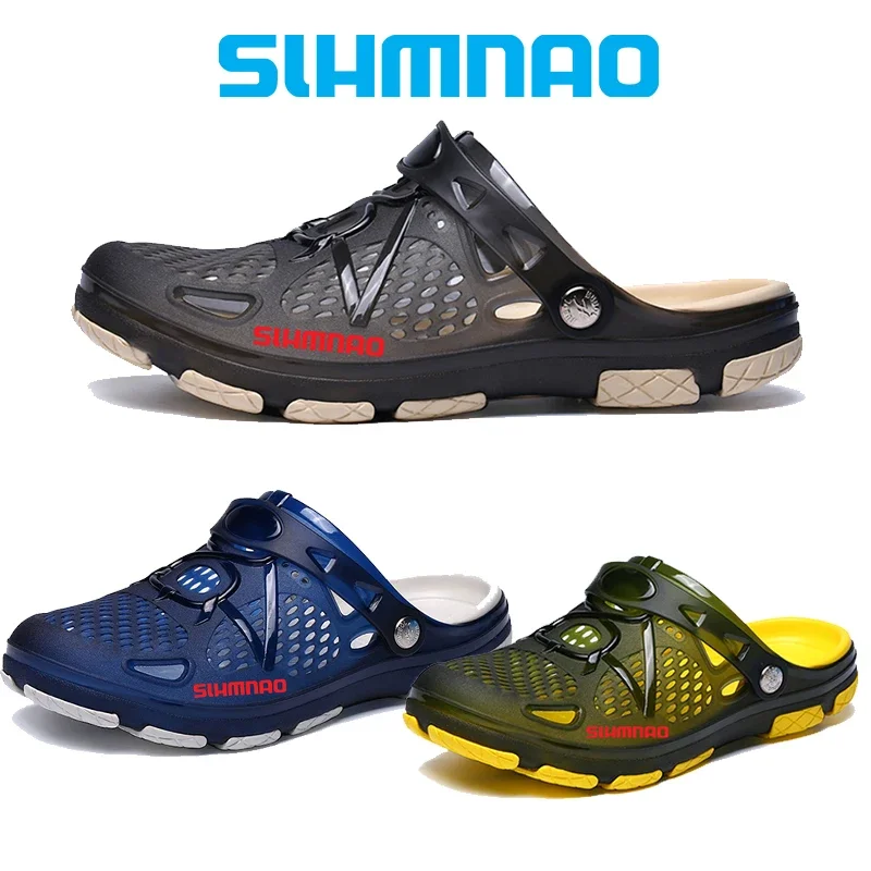 Zapatos de pesca transpirables para hombre, sandalias de playa de verano, zapatillas de EVA para exteriores, zapatos con agujeros para jugar al agua