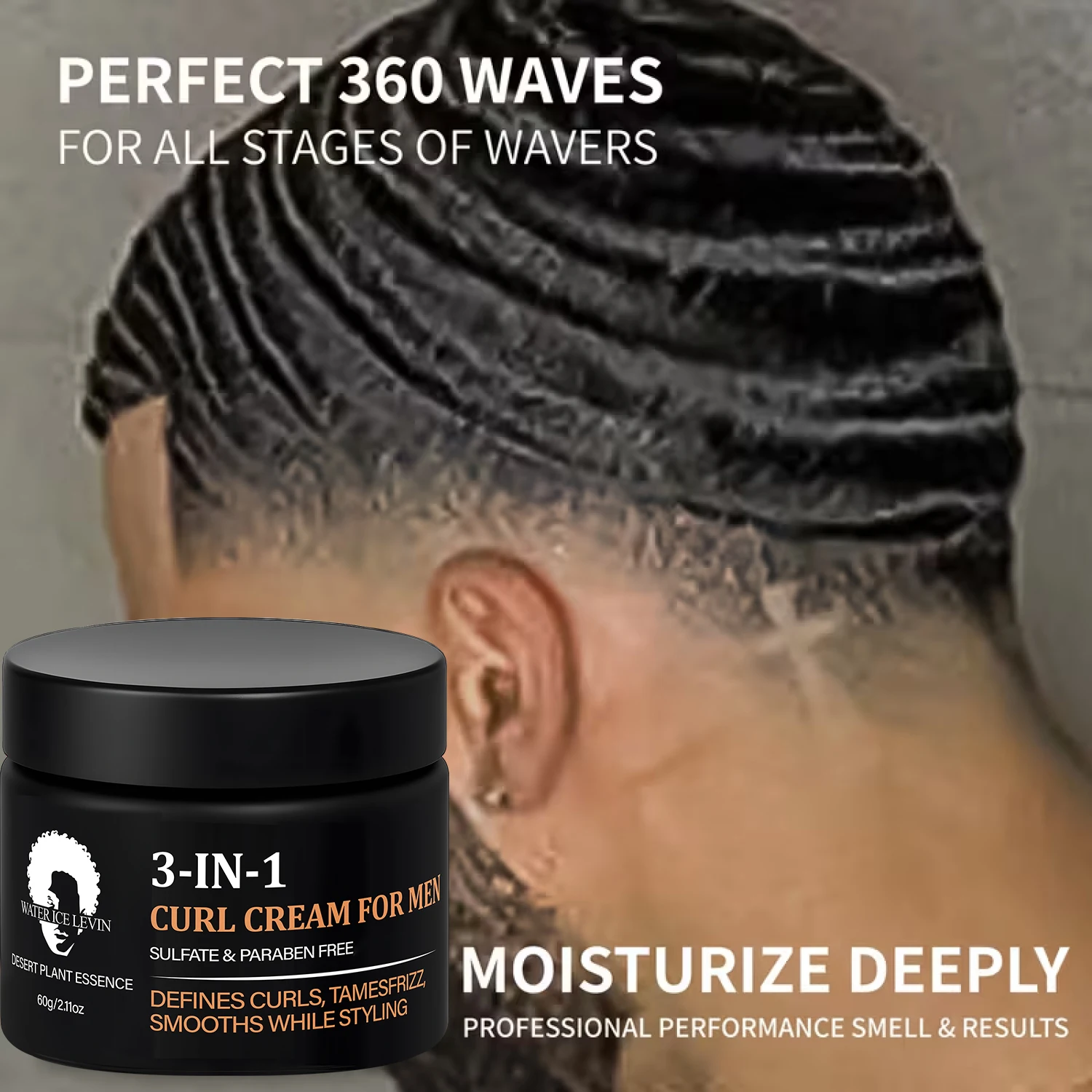 3-in-1 Curl Cream for Men, Sulfate & Paraben Free, Defines Curls & Tames Frizz, Smooth Styling Cream. view 4