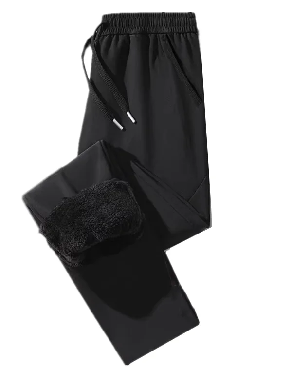 Pantalones deportivos informales de talla grande con forro de Fce para mujer, pantalones de pierna recta de cintura alta, holgados, para Otoño e Invierno