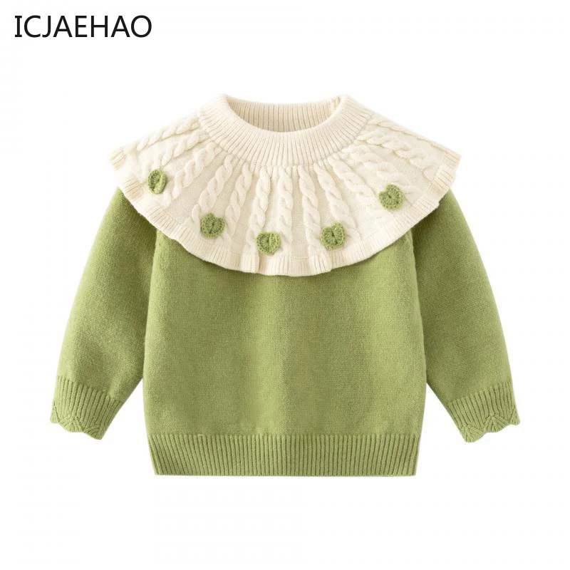 

2023 New Baby Girls Sweater Autumn Clothes Outfit Kids Kawaii Lovely Pullover Top Children 1-3 Years Outdoor Boutique Knitwear