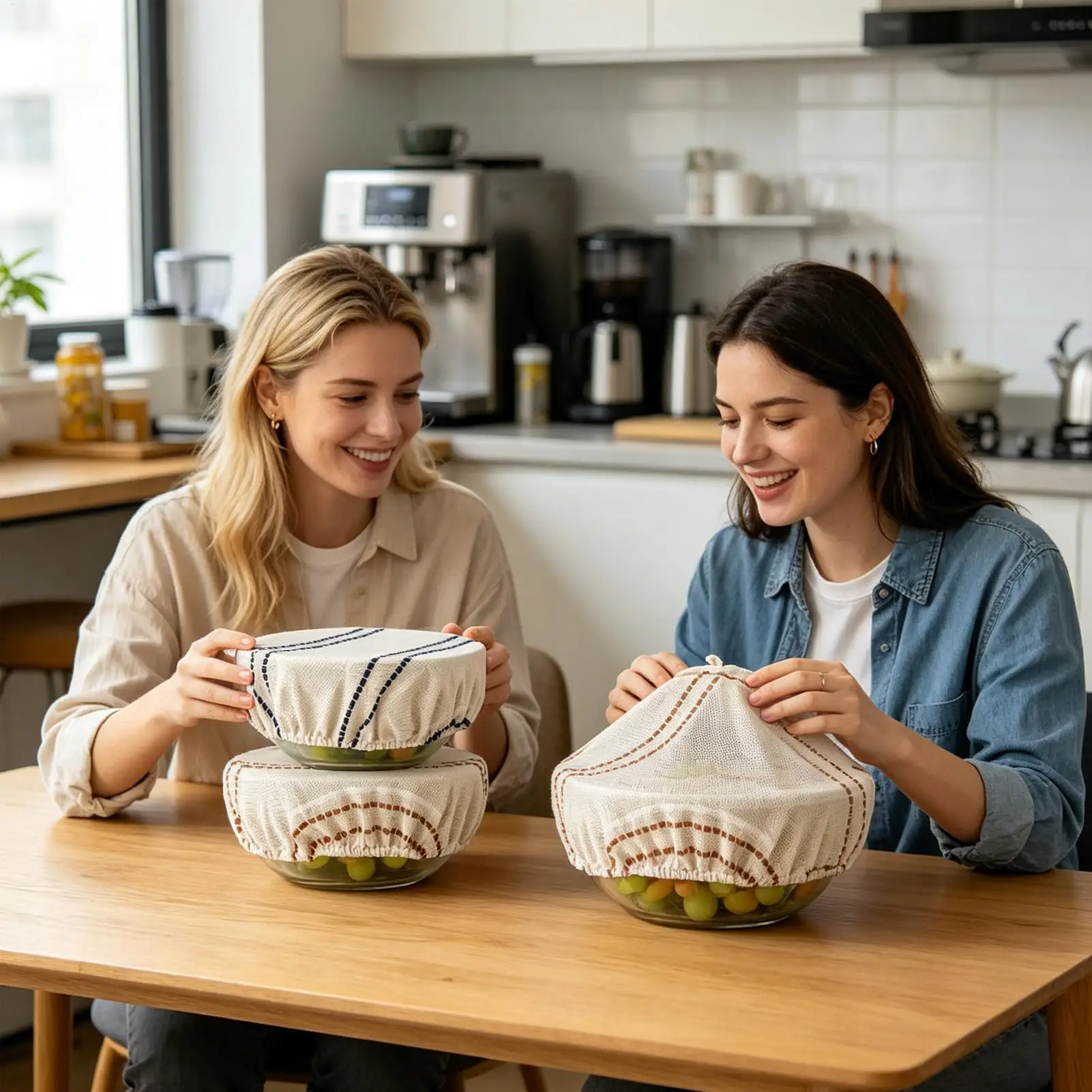 Bread Proofing Cover 2 Pieces Breathable Linen Baking Accessories Mixing Bowl Covers Elastic For Fruit Salad Dough Preservation