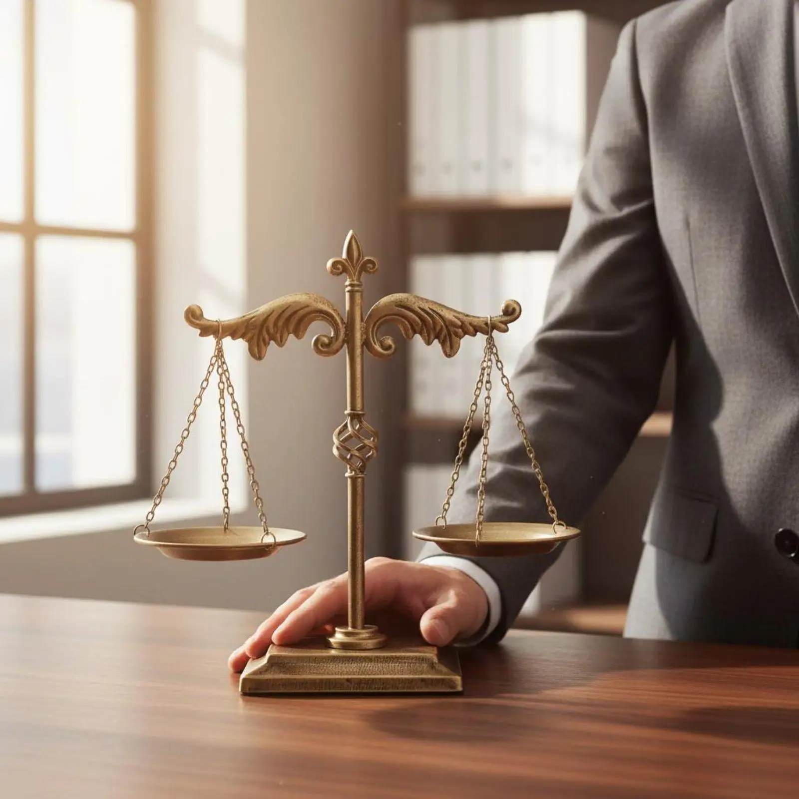 Iron Balance Scale Scrollwork Statue Legal Integrity Symbol Decor Ornament for Lawyer Office Bookshelf