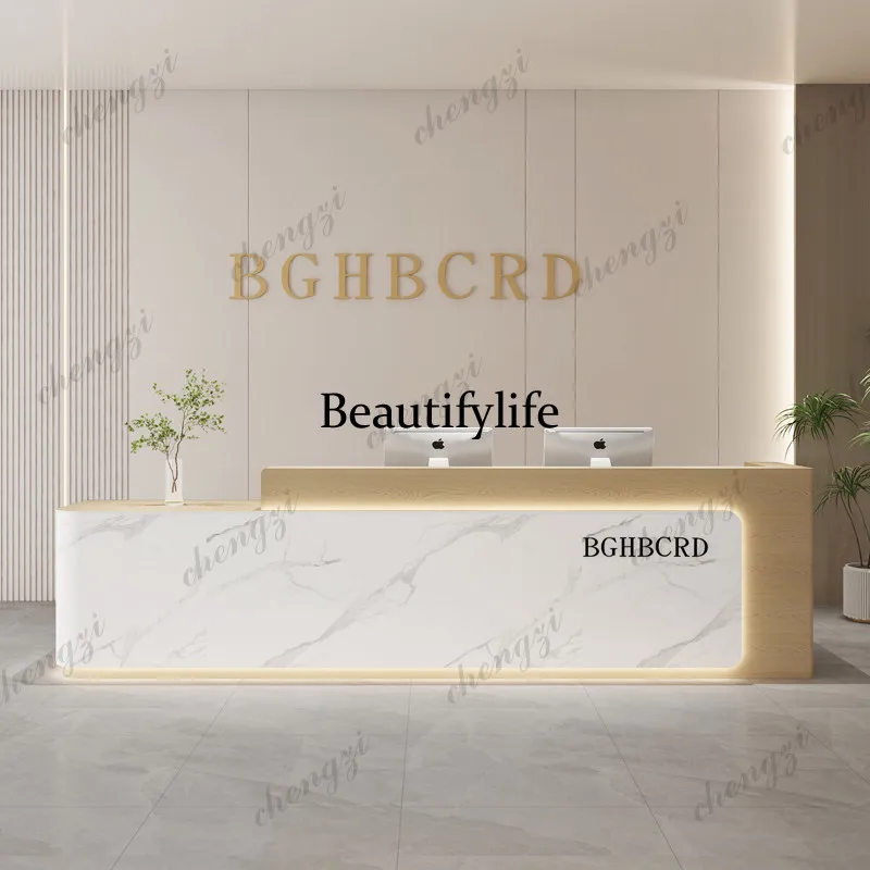 Light Luxury Display Reception Desks Welcome Service Commericial Checkout Reception Desks Elegant Oval Bureau Office Furniture
