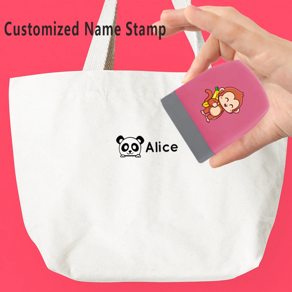 Creative Monkey Crystal Sticker Pattern Customized Name Seal Self-inkingSchool Daycare Essentials For Fabric Plastic Label
