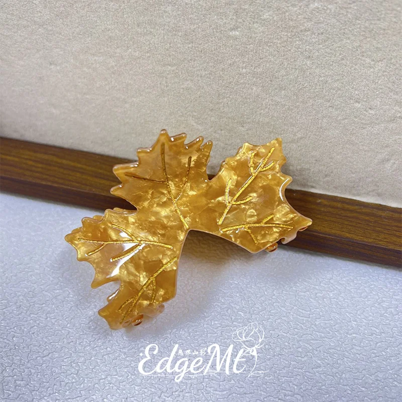 Autumn Caramel Maple Hairpin - Retro Chic Personalized Hair Decoration
