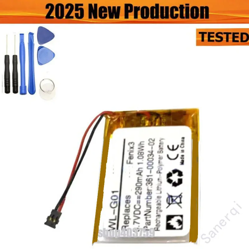 New New 361-00034-02 For Garmin Fenix 3 Fenix3 F3 HR GPS Sports Watch 290mAh Watch New Battery