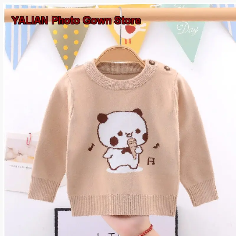 Infant Knit Top Baby Boy Girl Autumn Winter Solid Color Round Neck Long Sleeves Cotton Base Layer Girls