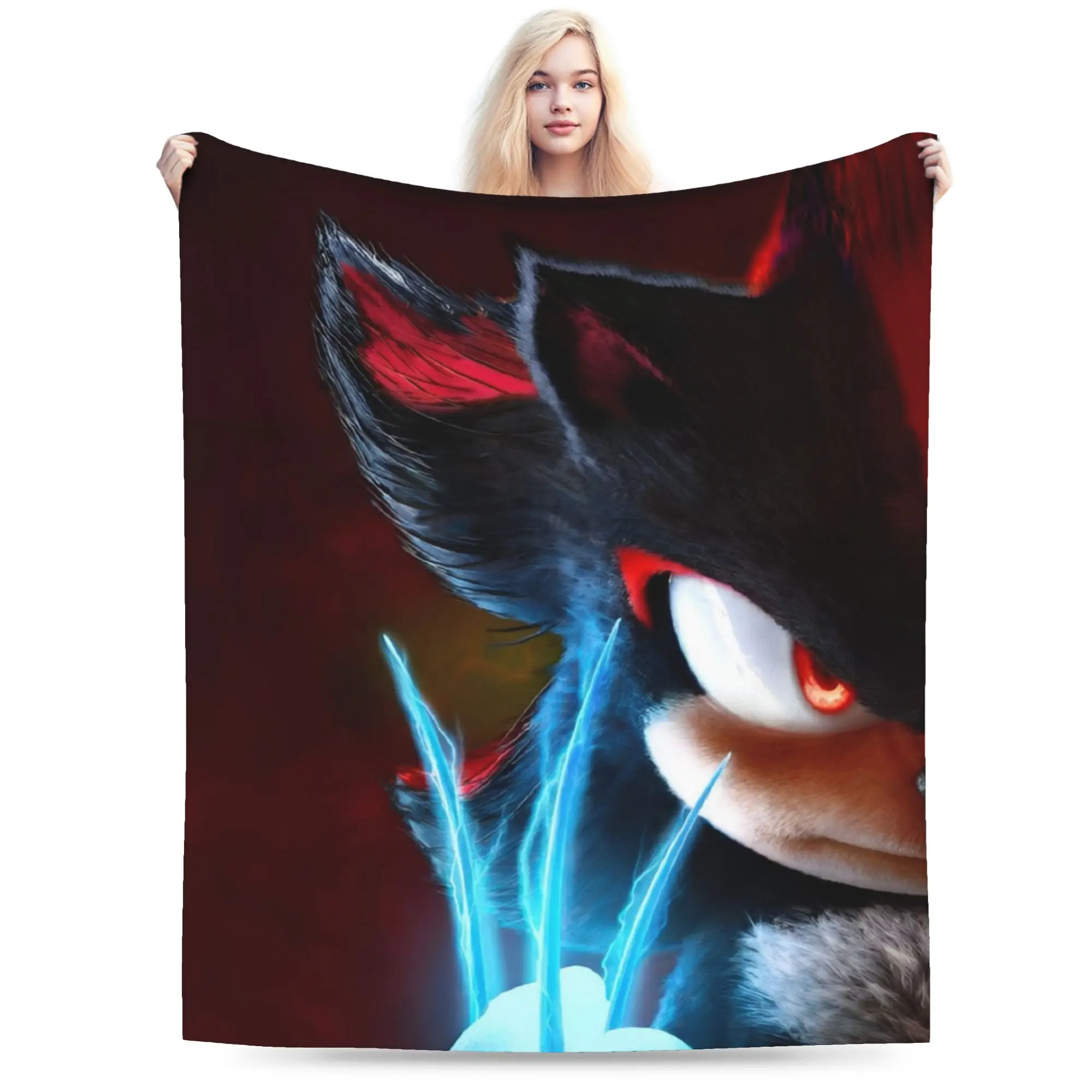 Shadow The Hedgehog Anime Blanket Coral Fleece Plush Print Multifunction Super Soft Throw Blankets for Bedding Couch Bedspread