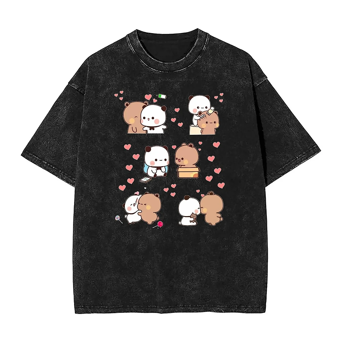 

Bear and Panda Bubu Dudu Balloon Cartoon Washed T Shirt Men Streetwear T-Shirts Summer O-Neck Harajuku Tees Oversized Tops