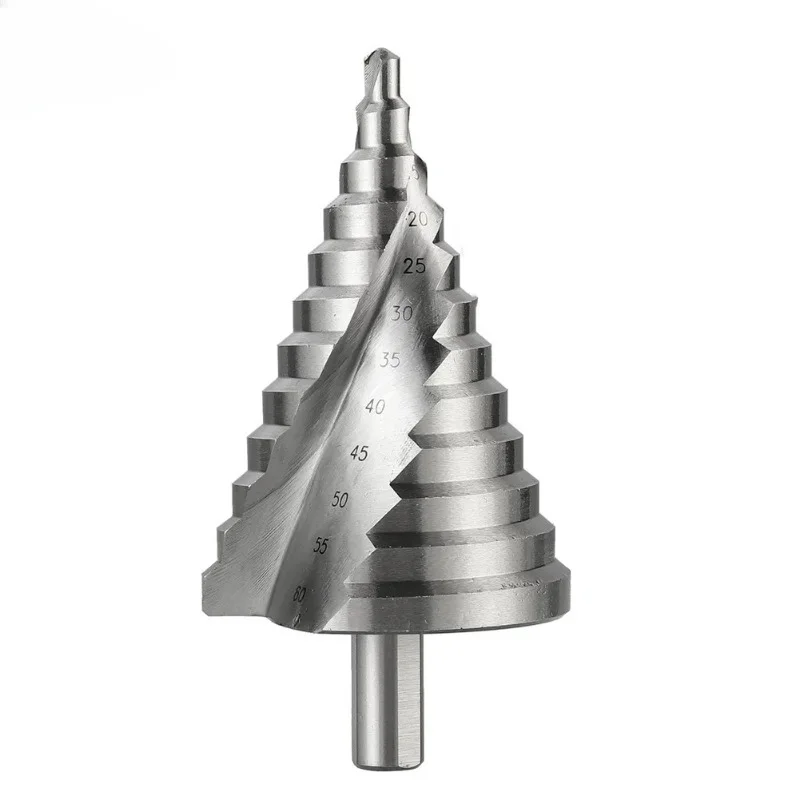 

6-60mm Step Drill Bit Spiral Groove Pagoda Hole Cutter Metal Sheet Cone Drill Bit Triangular Shank Step Hole Opener Reamer
