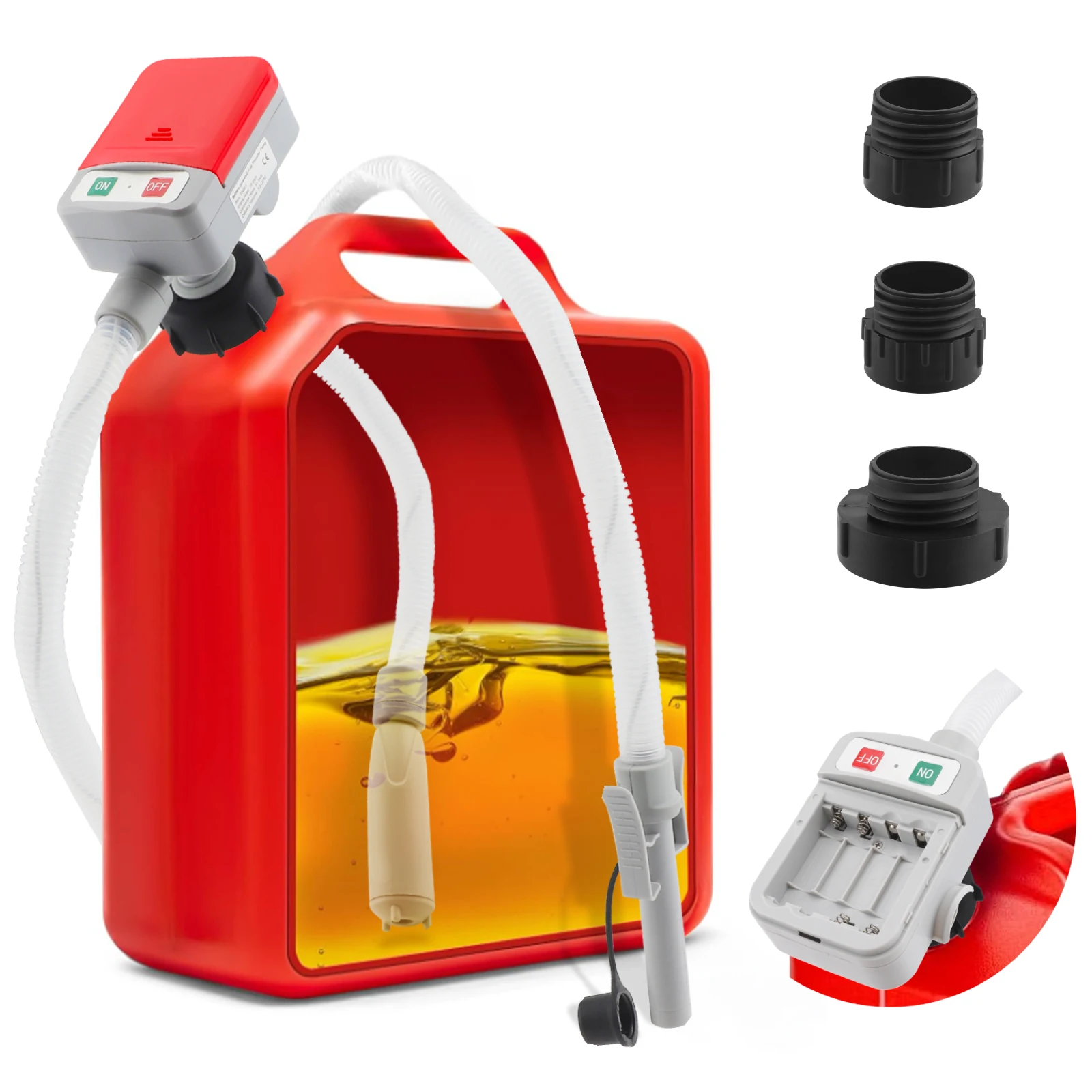 Fuel Transfer Pump with Auto-stop Sensor Leak Protection 2.4GPM Transfer Pump with 4 Tank Adapter Oil Water Fuel Transfer DC 12V