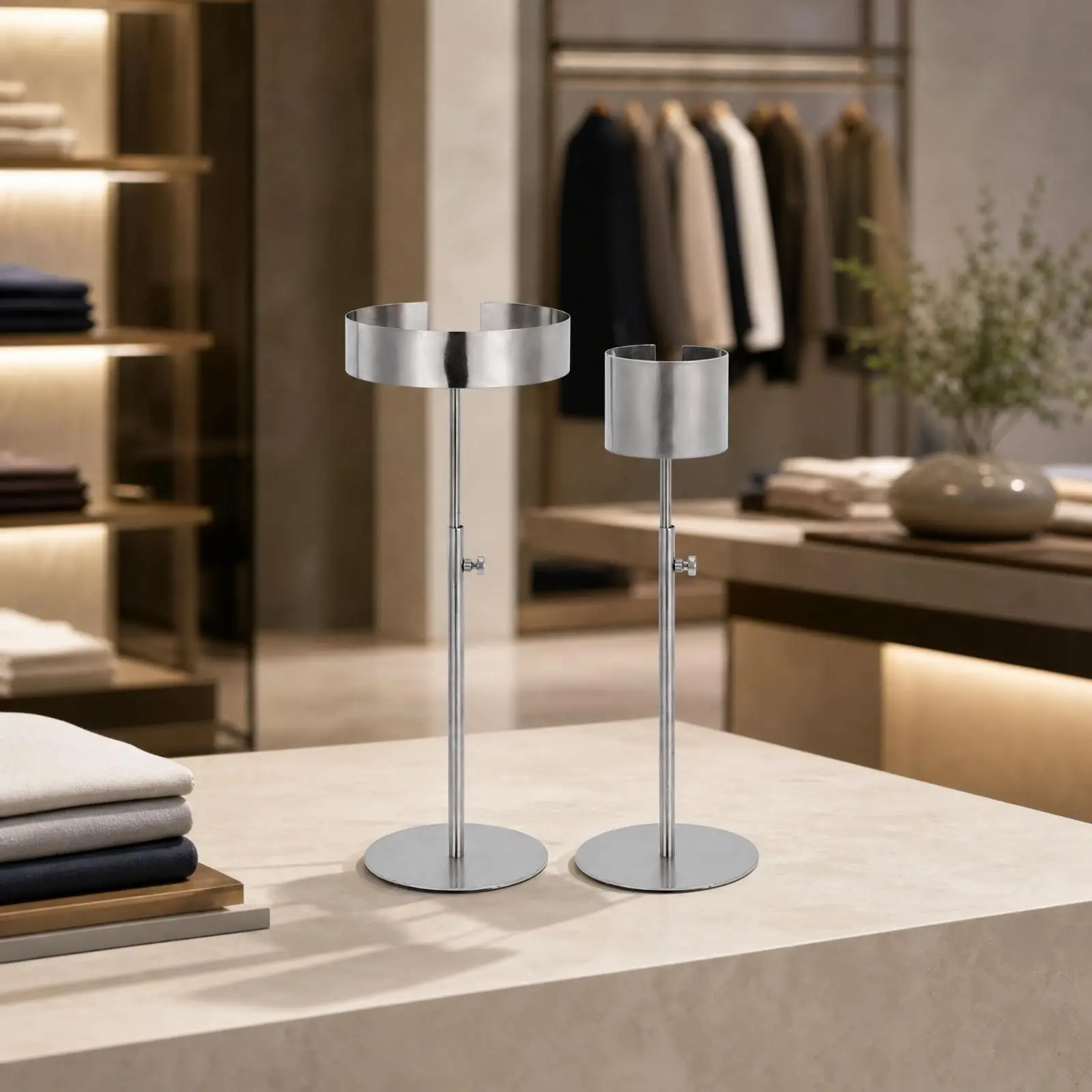 Collar and Cuff Display Stand Set Brushed Metal Collar and Cuff Display Holder Compact Commercial Grade for Clothing Retailers
