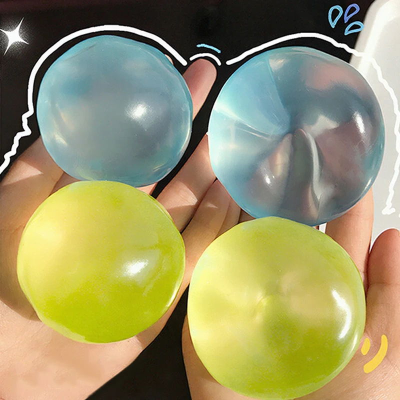 Transparent Non-bounce Squishy Ball Ornament Smooth Stress Relief Fidget Table Decoration  Home Room Figurines Festival Gifts