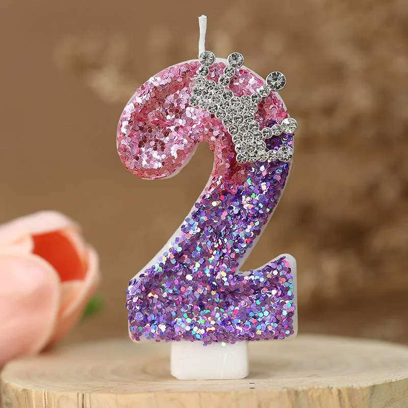 

Number 2th Birthday Candle Princess Crown Themed Cake Candle for Birthday Party Large Cute Candles for Cake Topper Decoration