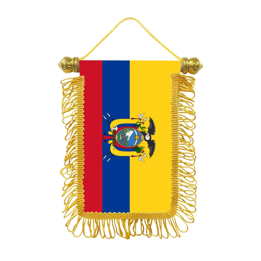 Ecuador small hanging flag 10x15cm triangular flag car decoration hanging flag double-sided pattern with suction cup