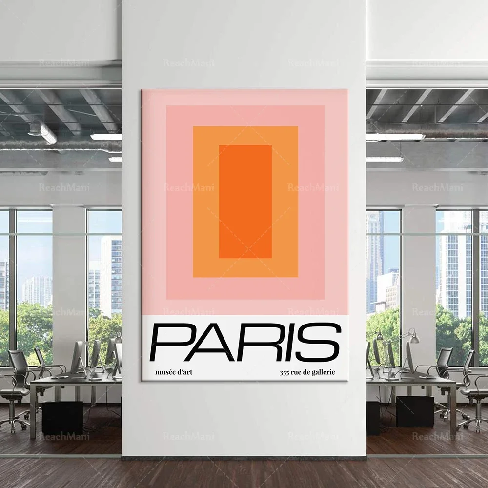 Paris Art Gallery poster | Printable color block printing | Art gallery exhibition printing Mid-century modern art prints