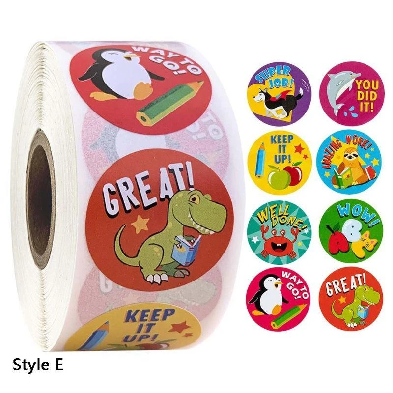 E28F 500pcs/roll Cartoon Animal Reward Stickers Diary Scrapbooking Teacher Incentive