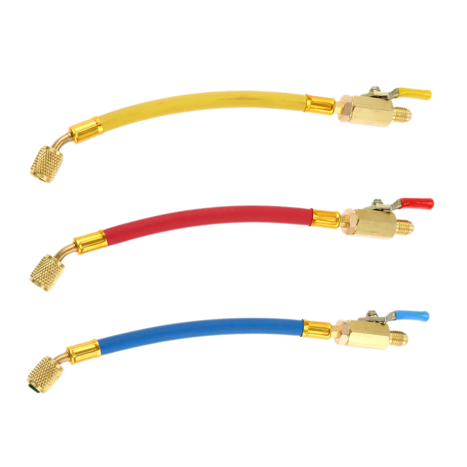 3Pcs Color Coded R410a A/C Charging Hoses 45 Degrees Angled Type Adapter for HVAC HVAC/r A/C Service Tech Hand Tools