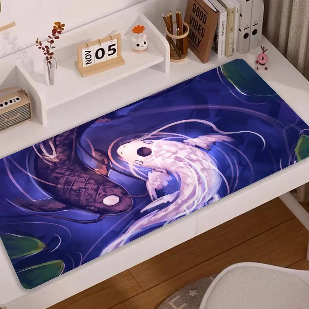 

Extra Large Kawaii Gaming Mouse Pad Yin Yang Koi Fish Black XXL Desk Mat Water Proof Nonslip Laptop Desk Accessories