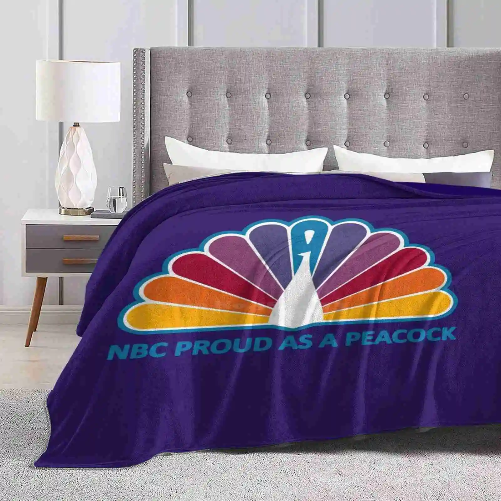 70S Nbc Proud As A Peacock Vintage Top Quality Comfortable Bed Sofa Soft Blanket Nbc Peacock Logo Games Online Rockefeller