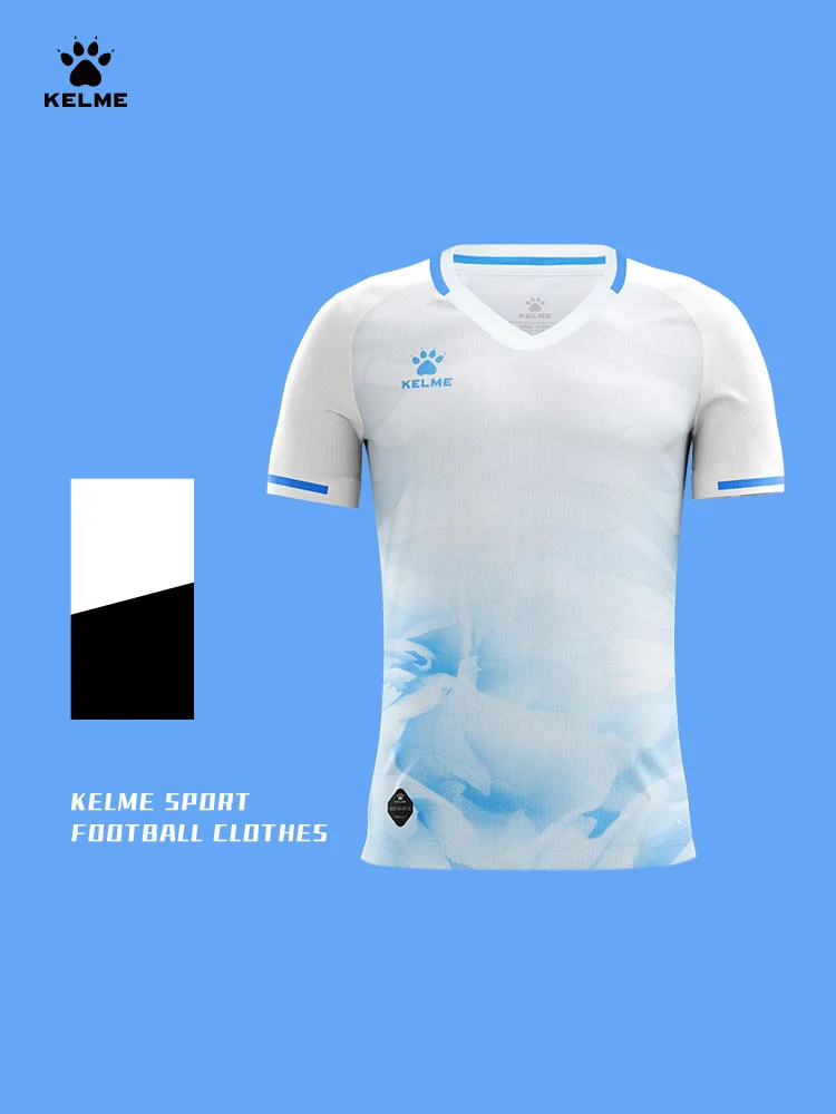 Kelme Soccer Short Sleeve Men Training Shirt New V-neck Football Top Running Sports Basketball Breathable Quick Drying T-shirt