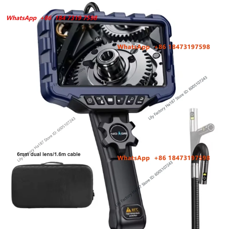 360 Degree Articulating Borescope 7-Inch 3.9mm/6mm Lens Monitor Mechanical Inspection Camera Articulation Industrial Endoscope