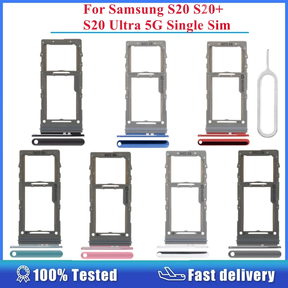 For Samsung Galaxy S20 S20+ S20 Plus S20 Ultra 5G SIM Card Holder Slot Single Sim Tray With Eject Pin Tool Replacement Parts