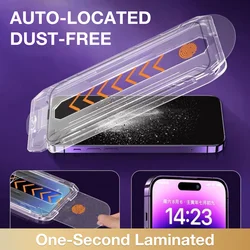 FOR iPhone 15 14 PLUS 13 12 11 Pro Max XR XS Tempering Glass Dust Free Phone Screen Protector With Install Kit Remove Explosion
