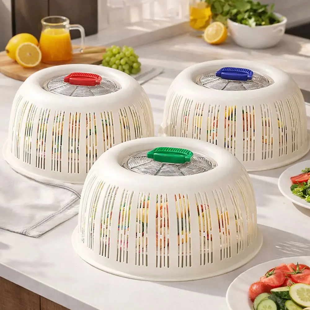 Plastic Vegetable Food Cover Heat Resistant Breathable Draining Basket Anti Fly Mosquito Dust Proof Cover Kitchen Gadgets