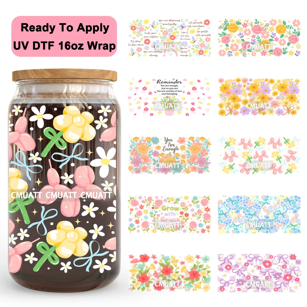 

Retro Coquette Wildflowers Positive Quotes UV DTF Stickers Ready To Transfer Cup Wrap Waterproof Logo DIY For Libbey Can Glass