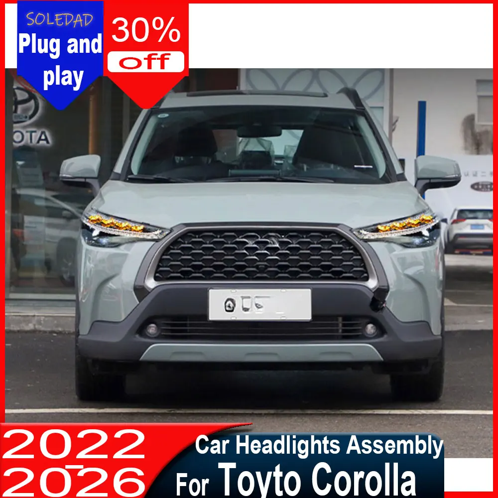 Car headlights For Toyota Corolla Cross Headlights 2022-2025 Upgrade Modified New DRL Dynamic Turn Signal Headlight Accessories