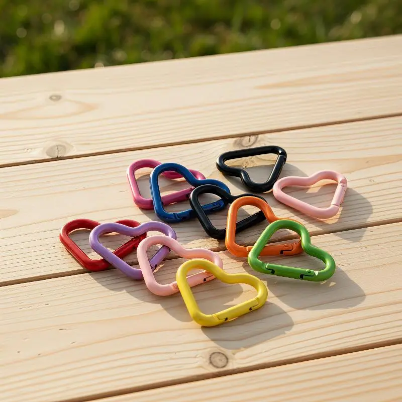 5pcs New Heart Shaped Carabiner Hook Ring Keychain Keyrings DIY Jewelry Making Supplies Connector Buckles Accessories