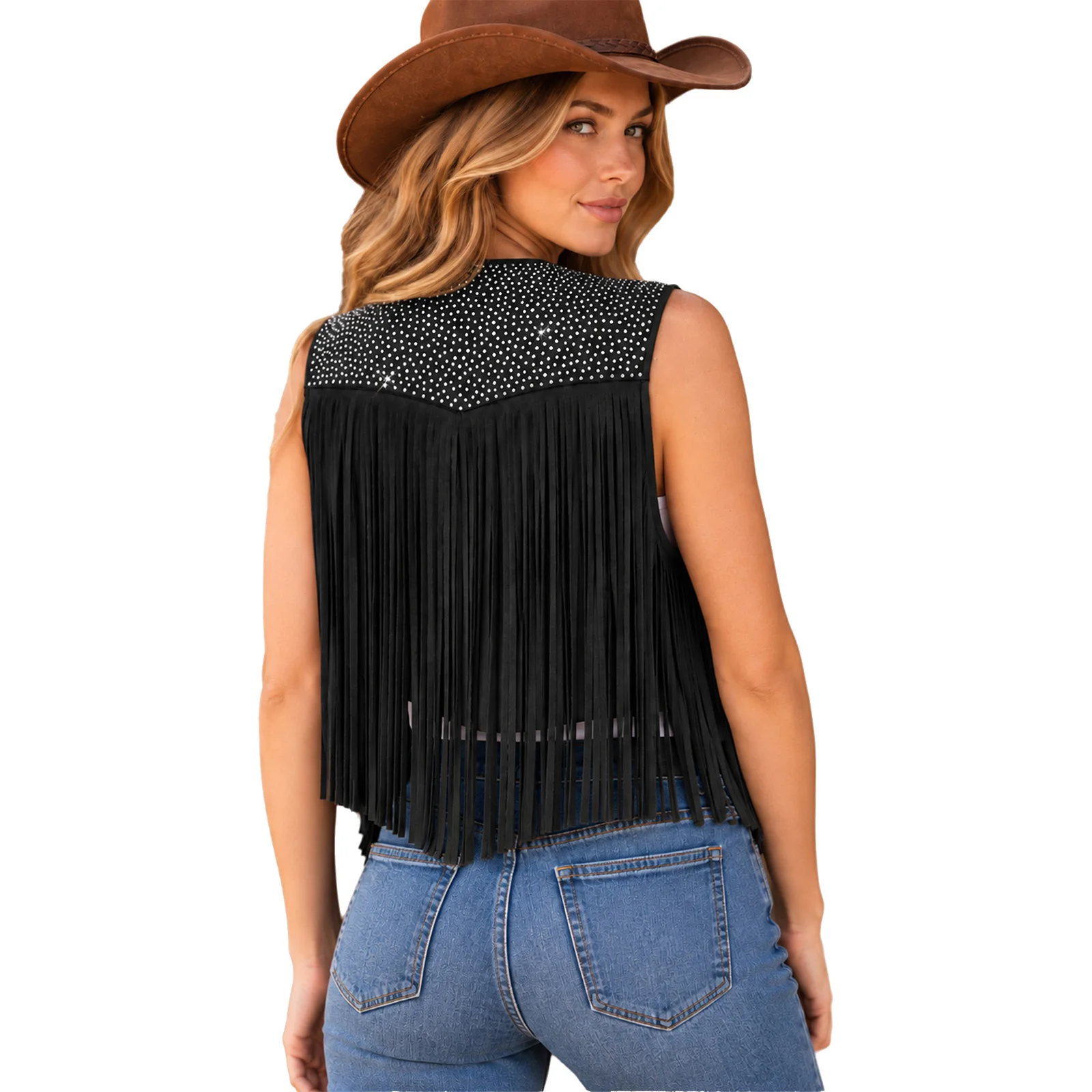Gilet Cowgirl à Franges et Strass Femme – photo 13