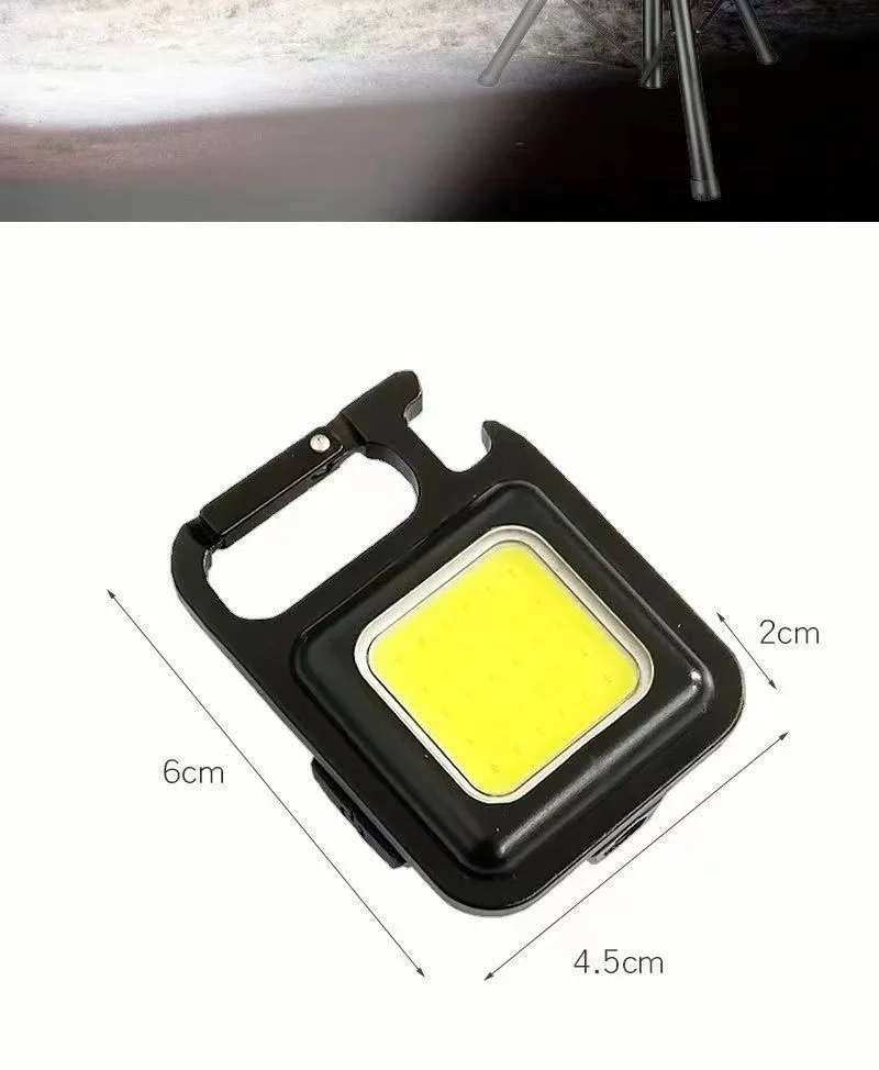 Mini LED 500mah Cold White Work Light Portable Pocket Flashlight Keychains USB Rechargeable For Outdoor Camping Small Corkscrew