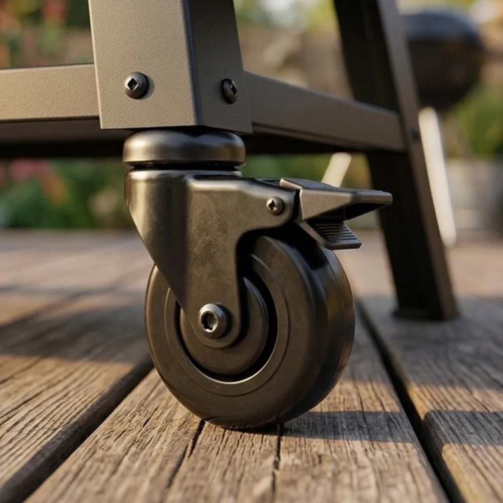 Metal Replacement Locking Caster Wheels for Pellet Grills Supporting Load Bearing Requirements of Full Sized Pellet Grill Units