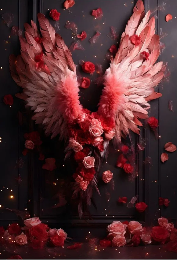 Mehofond-Fondo de fotografía para adultos, rosa roja, Floral, alas de Ángel, cumpleaños, boda, maternidad, Retrato, decoración, foto Studi