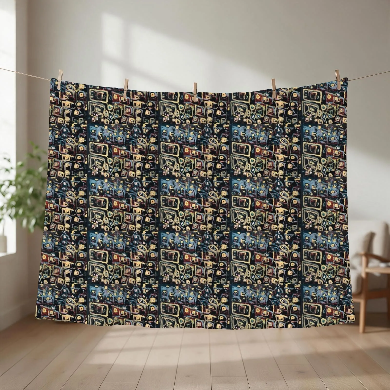 Abstract Shapes by Linda M. Throw Blanket couch cozy soft plush fuzzy picnic outdoor blanket
