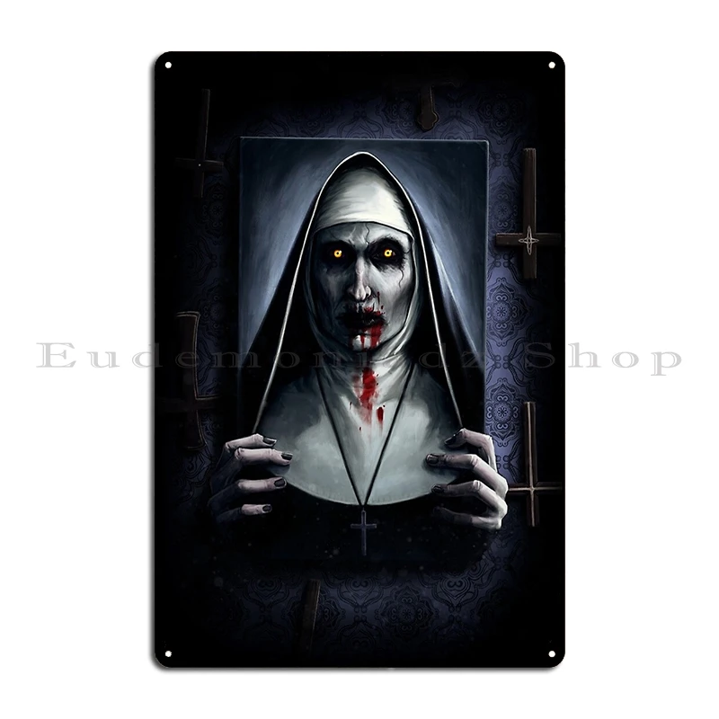 The Nun Demonic Sister Valak Metal Plaque Poster Decoration Living Room Custom Vintage Home Tin Sign Poster