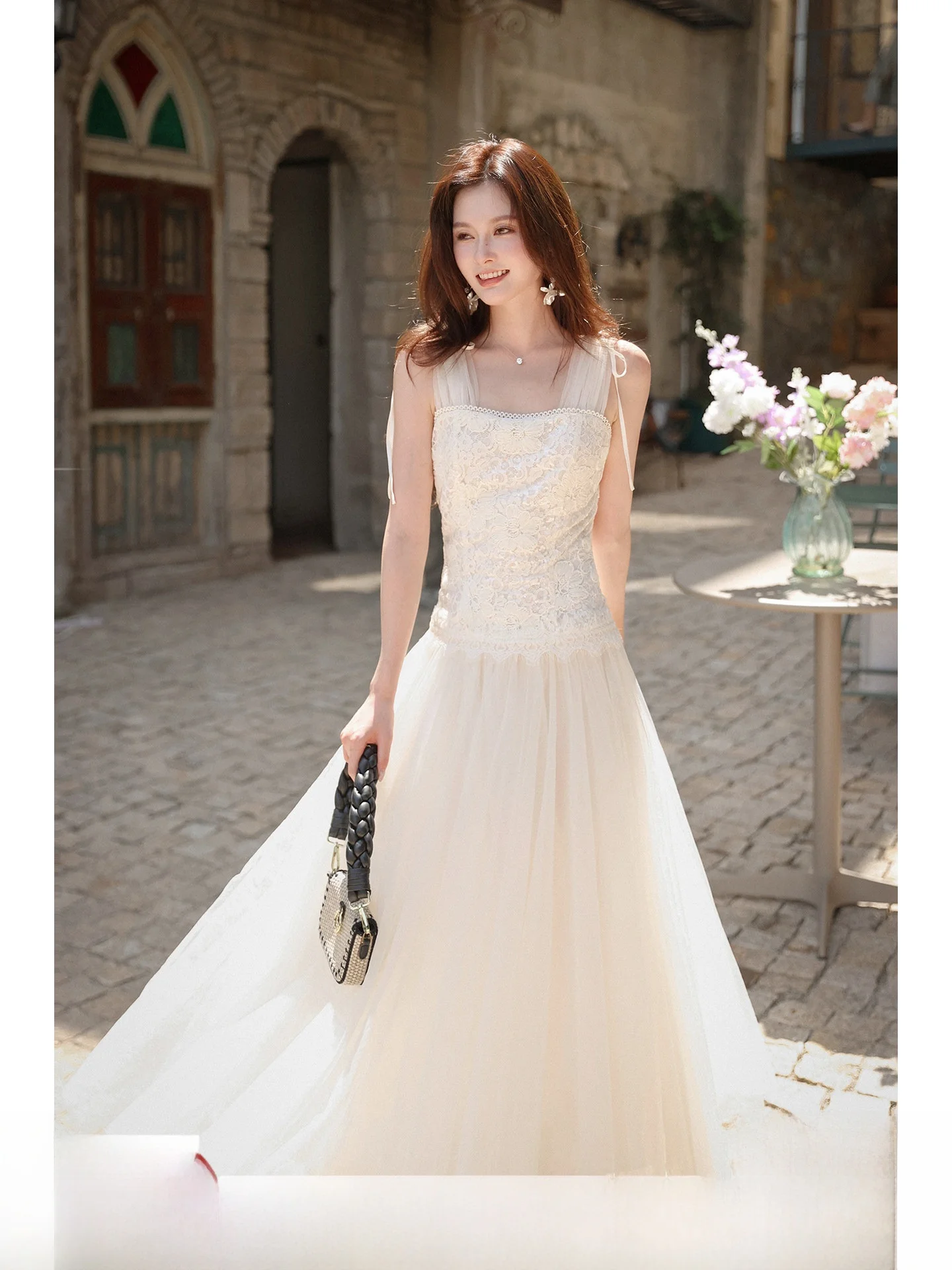 

Летнее длинное платье Ele с вышивкой, кружевными вставками из тюля, легкое, женское, модное, с завышенной талией, из хлопка, для женщин