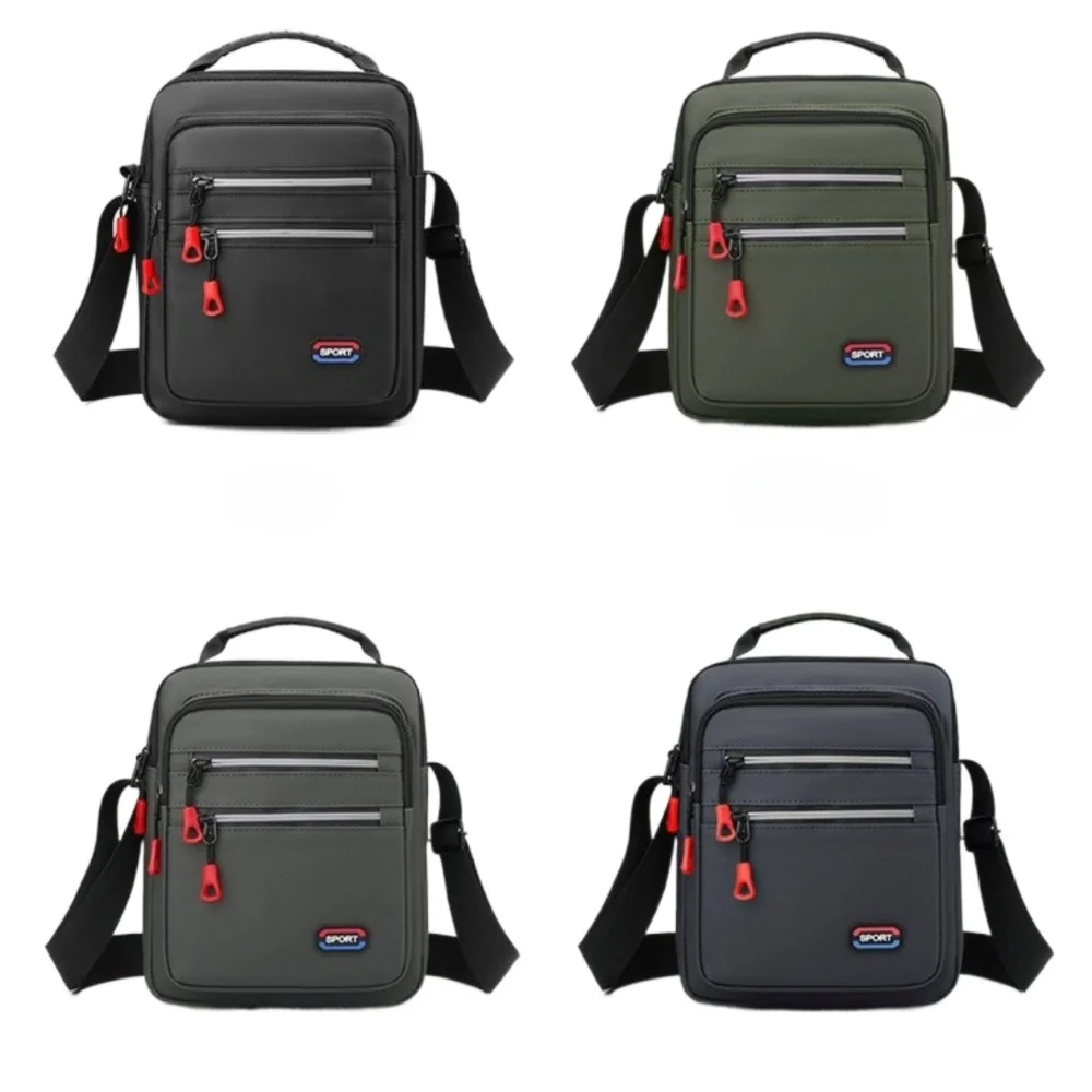 Borsa a tracolla da uomo quadrata Borsa a tracolla in nylon multistrato tinta unita Borsa a tracolla da lavoro a spalla singola di grande capacità