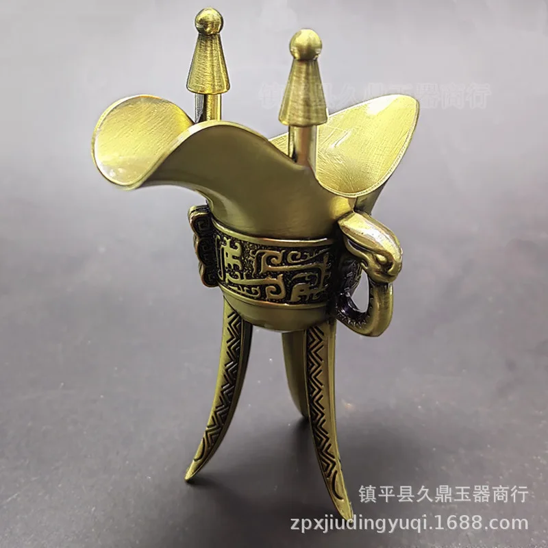 Brass , utensils, copper ornaments, three-legged cup, ancient wine vessel, vintage home and office decorations