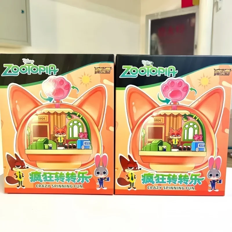 

Authentic Licensed Zootopia Crazy Spinning Series Blind Box Movable Anime Figurine Judy Nick Shape Scene Peripheral Kids Gifts