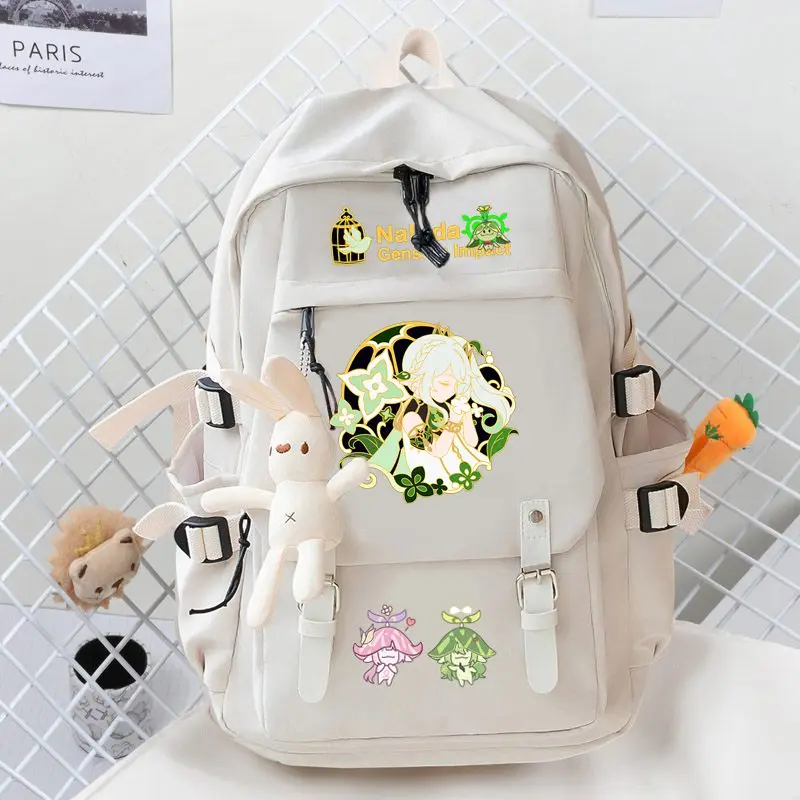 Genshin Impact Nahida Backpack Black Student School Book Bags for Teenage Kids Mochila Travel Bagpack Laptop Shoulder Bags