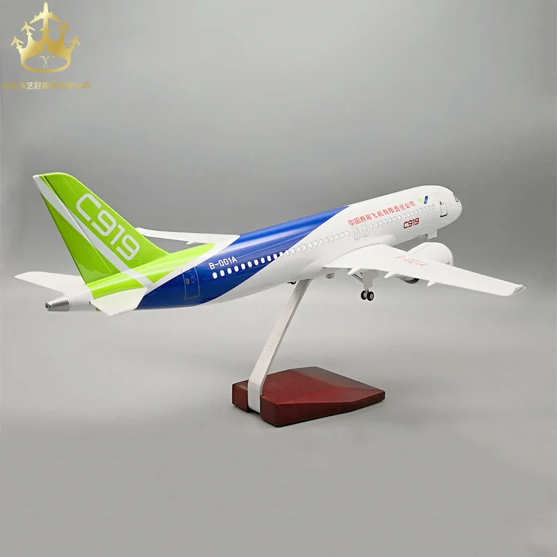 COMAC C919 Modello di aereo per aviazione civile in scala 1:82 da 47 cm con controllo del suono e luci del carrello di atterraggio per collezionisti e hobbisti