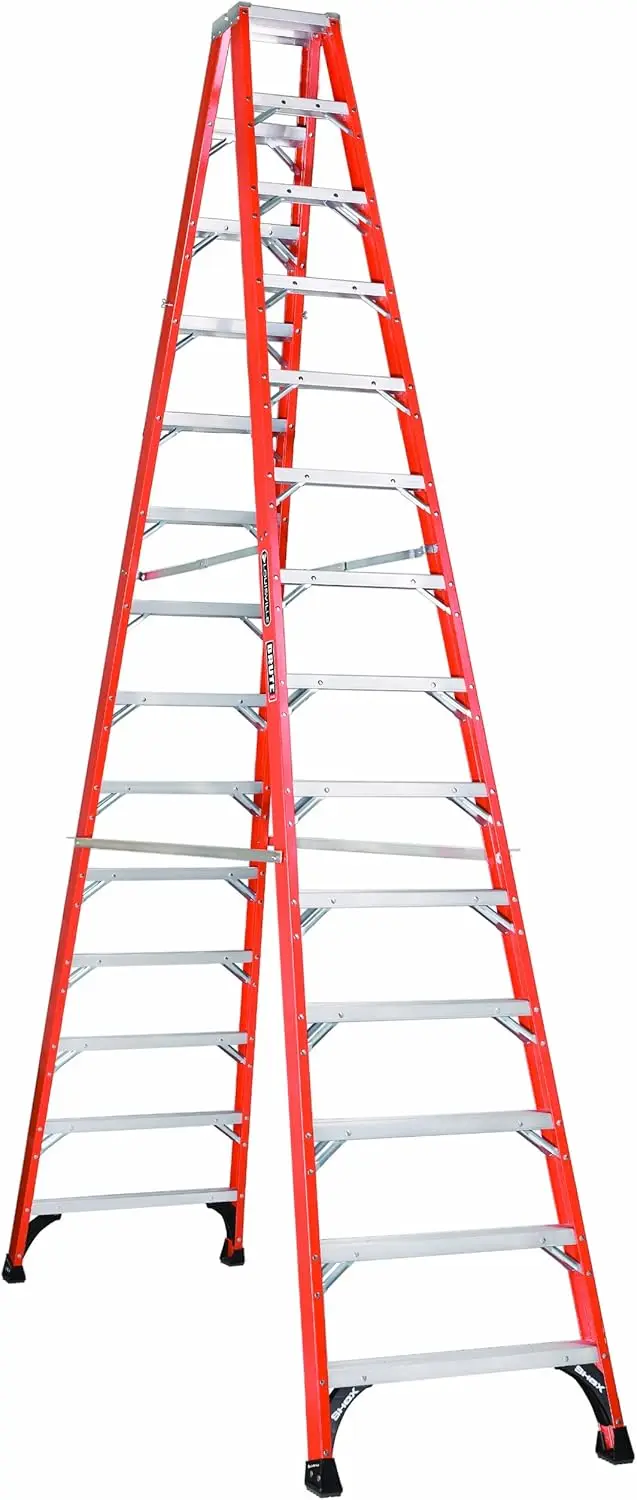 

14-Foot Fiberglass Twin Front Step Ladder, 375-Pound Load Capacity, Type IAA, FM1414HD