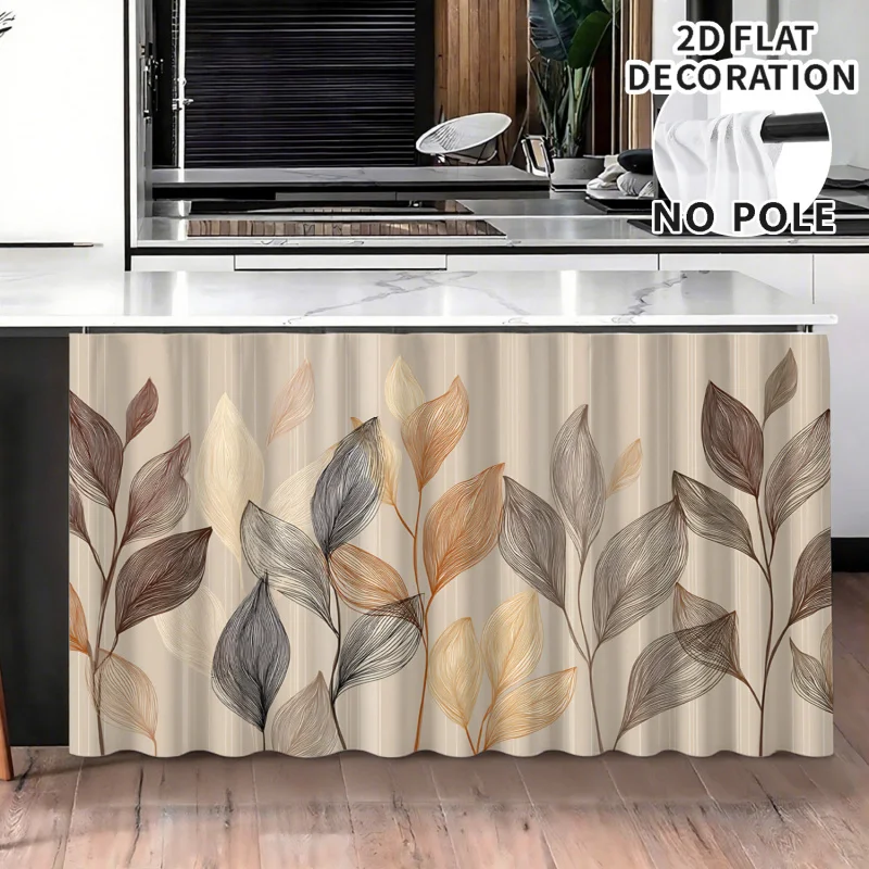 VIKAMA 2D Floral Decorative Cabinet Curtain, Velcro Hanging Kitchen Sink Skirt, Easy-To-Install Cover Curtain, Home Decor