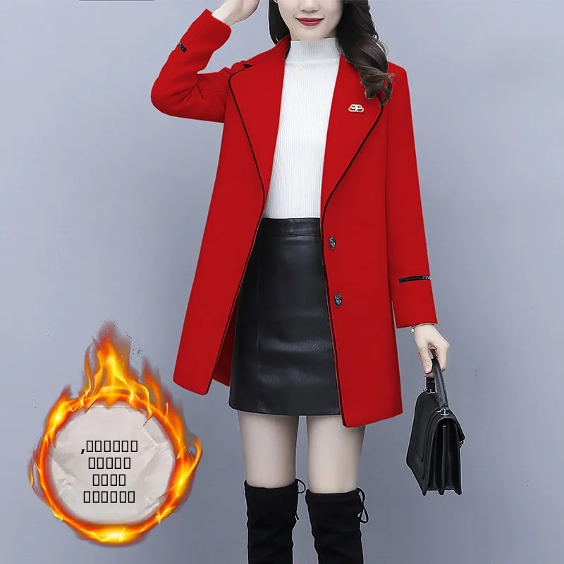 

High-End Lightweight Cotton Jaet Long Thiened Ladies Coat Autumn Winter New Sle Commute Sle Pure Color for Women