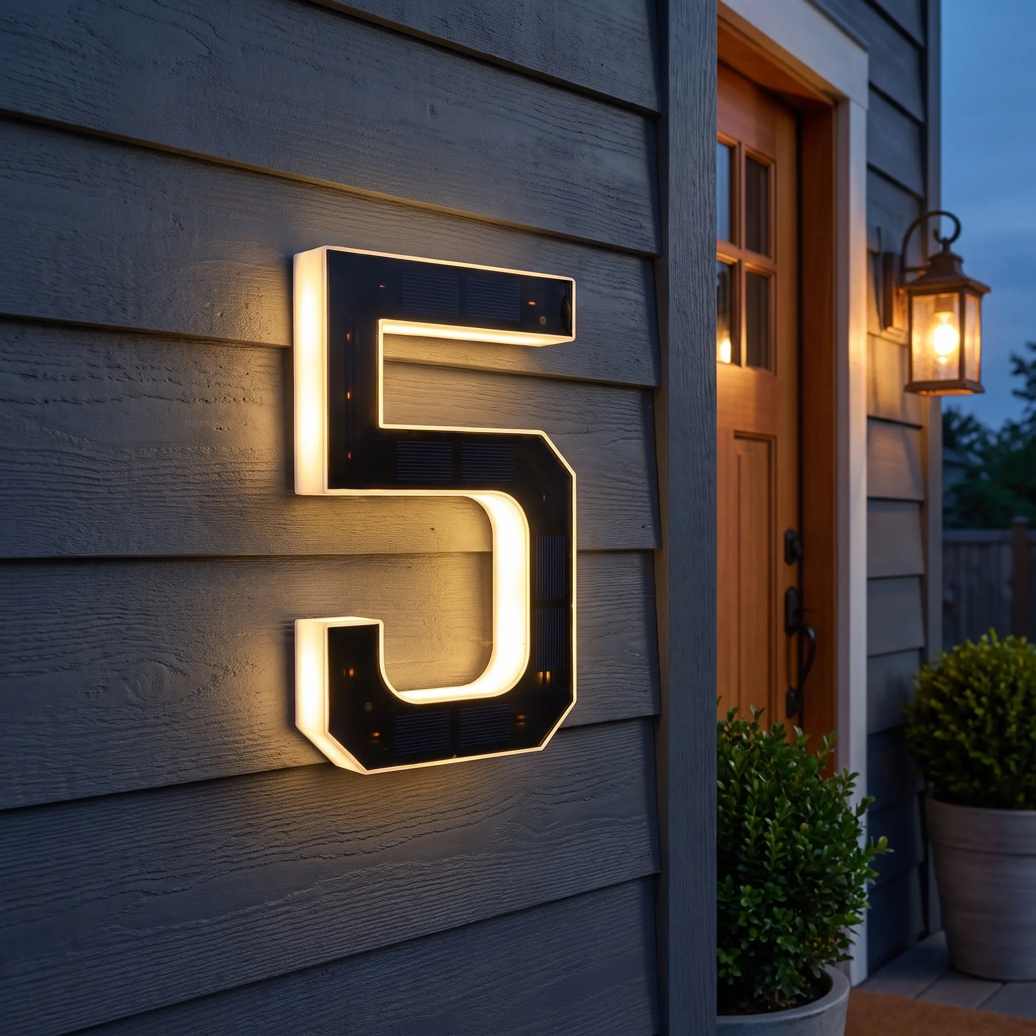 Solar Number Illuminated Address Lighted Sign Plaque Digit LED ABS Outdoor up Houses Numbers