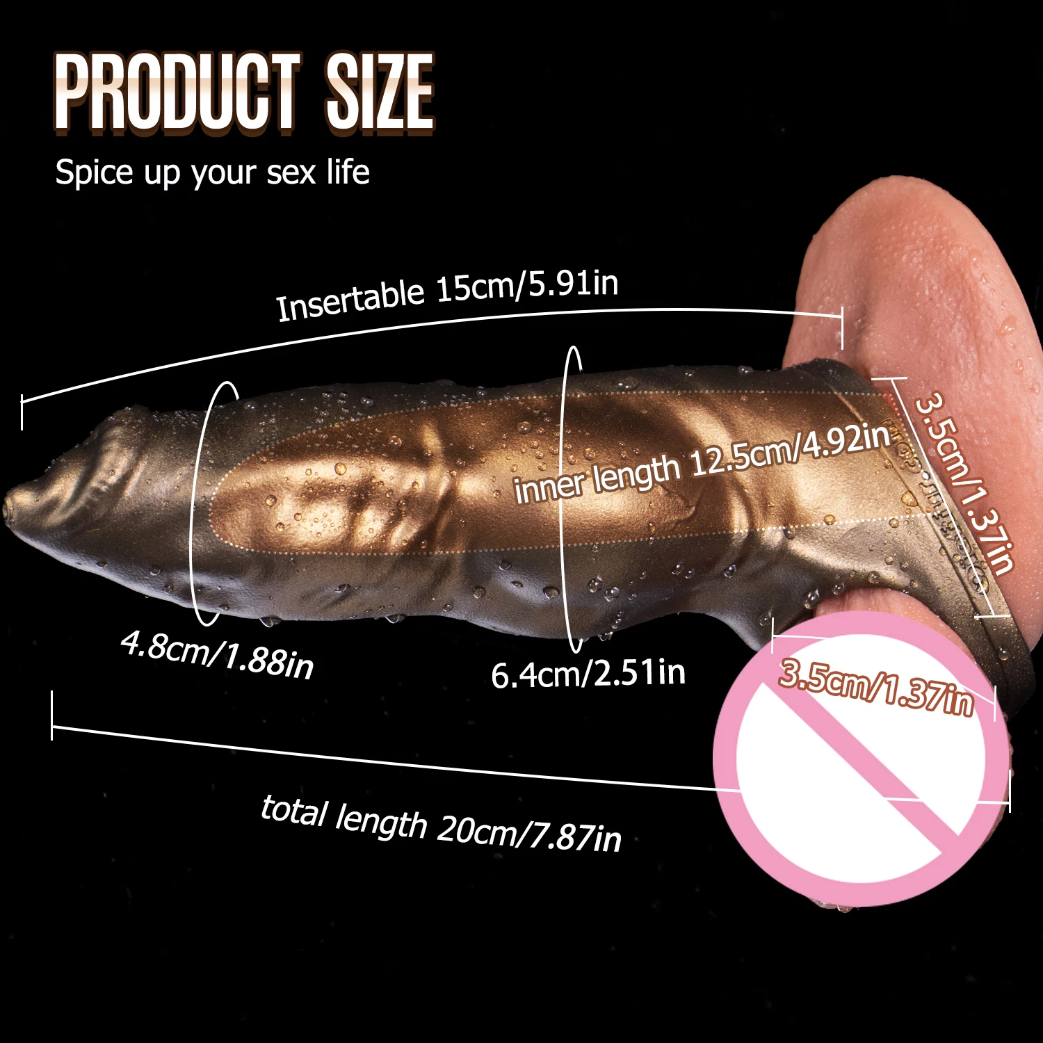 Oieffur Penis Sleeve For Cock Enlargement Lengthen Man Reusable Condom Penis Ring Delayed Ejaculation Men\'s Horse Penis Sheath