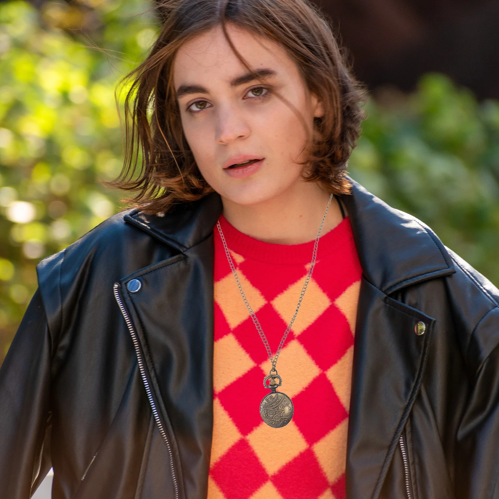 1 قطعة ساعة الجيب خمر قلادة سلسلة ساعة كوارتز ريترو مع نمط الغزلان تصميم الرياح المعدنية للرجال النساء هدية #5